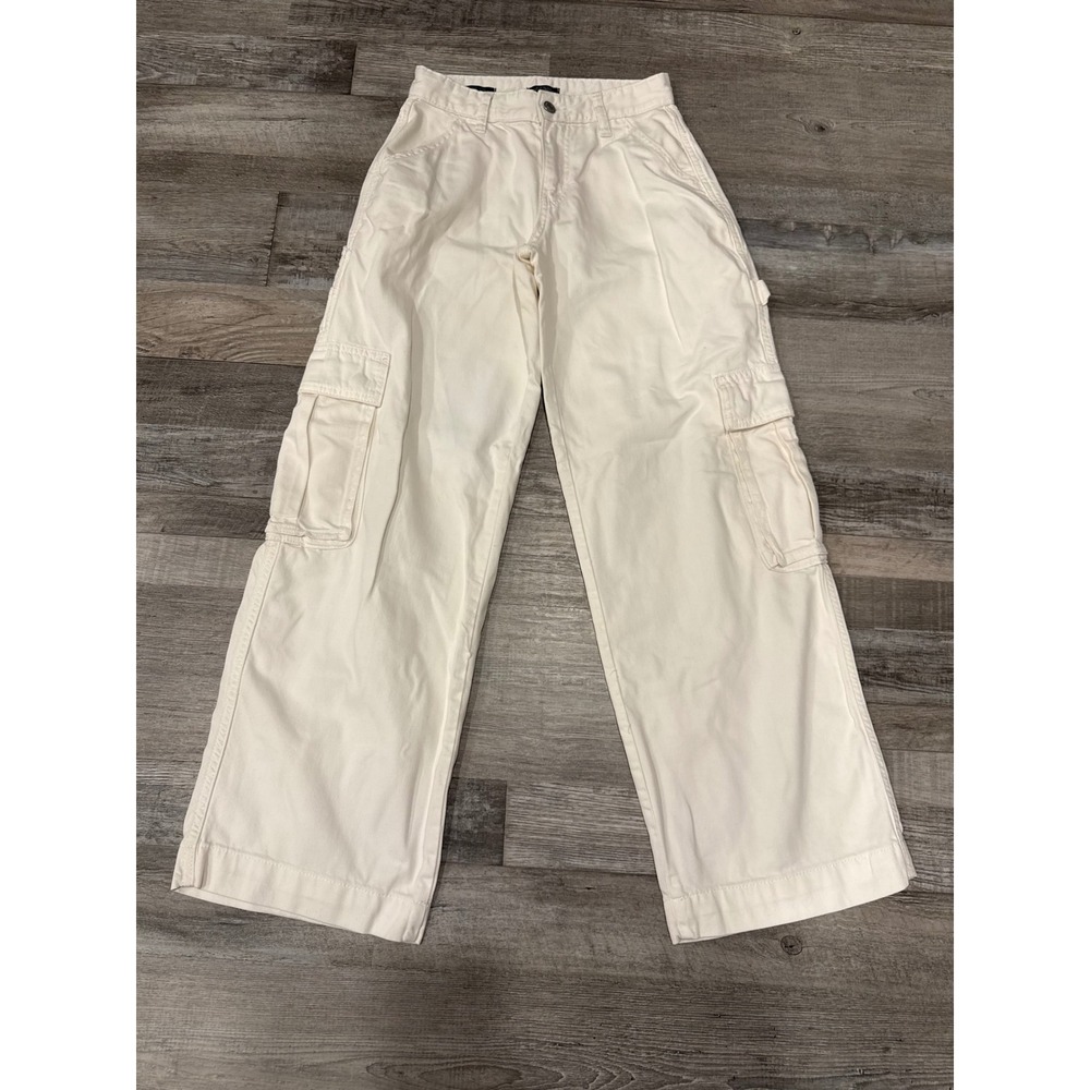 Wild Fable White Wide Leg Cargo Baggy Jeans Mid Rise Utility 00/R